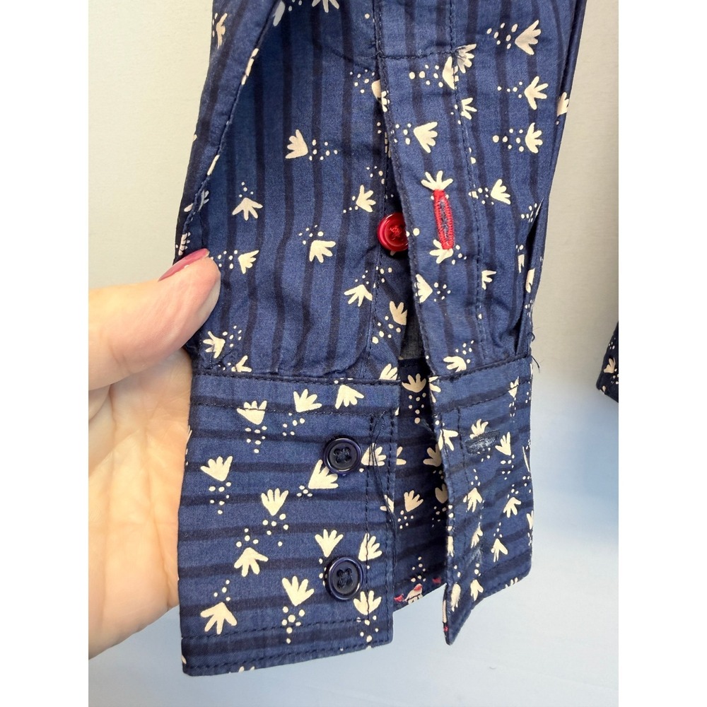 Boden Women LS Blouse Bird Novelty Print Button Up Sz 4R Dark Blue - Picture 2 of 8